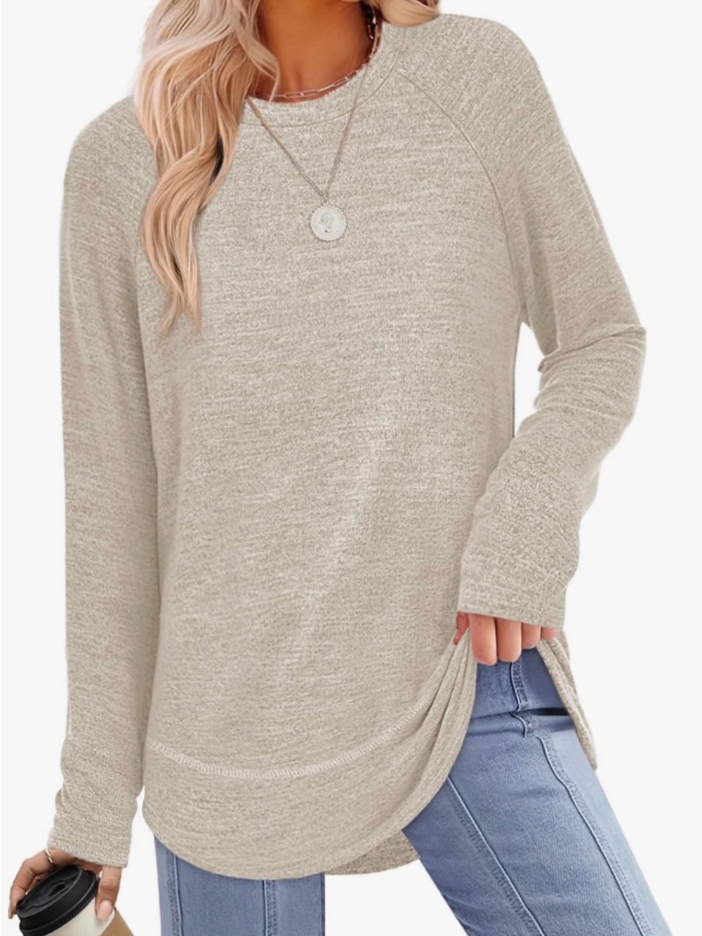 Cozy Crewneck Pullover Sweater in Neutral Cream
